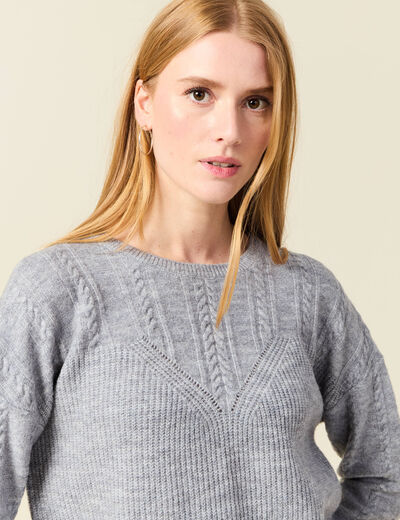 Pull manches longues gris clair femme
