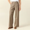Pantalon large taille haute fluide beige fonce femme