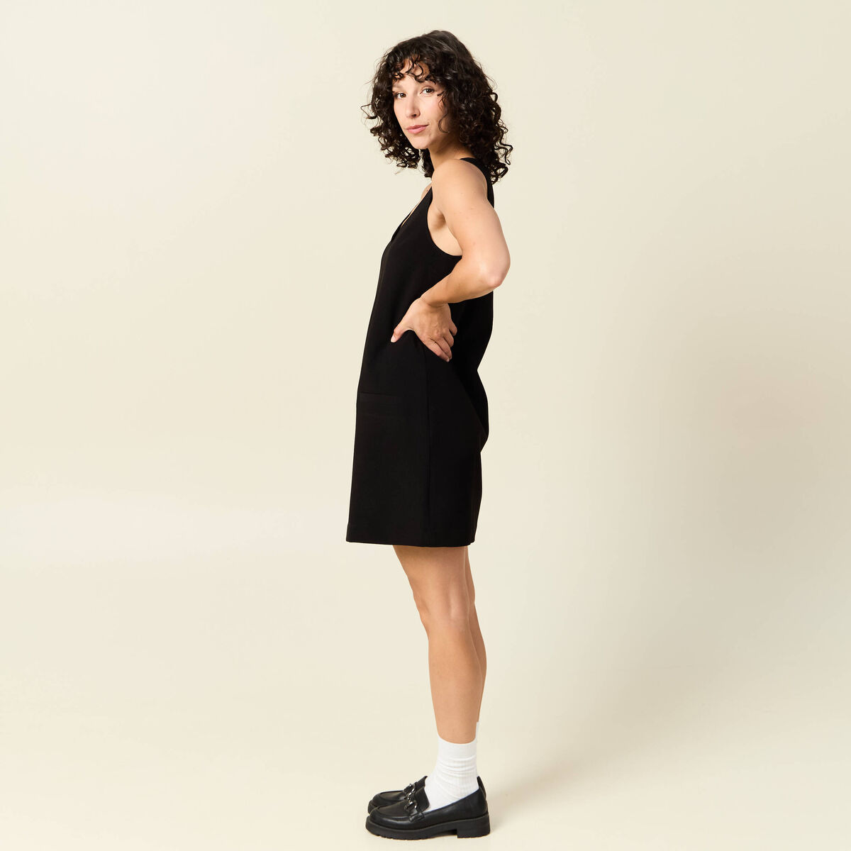 Robe chasuble trapèze noir femme