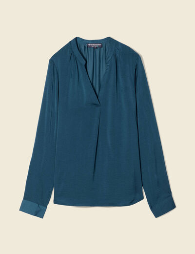 Blouse manches longues bleu canard femme