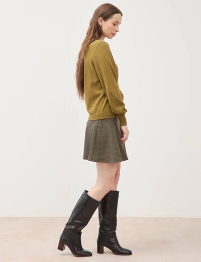 Pull manches longues vert kaki femme