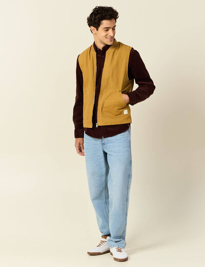 Blouson sans manches col teddy camel homme
