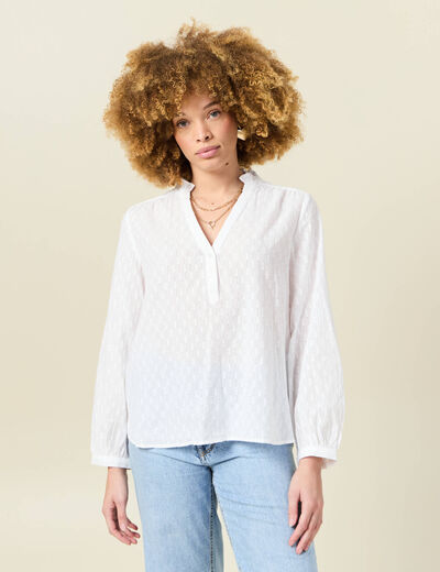 Blouse manches longues blanc femme