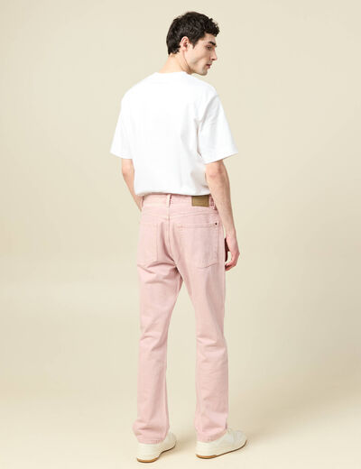 Jeans straight longueur 32 en coton rose homme