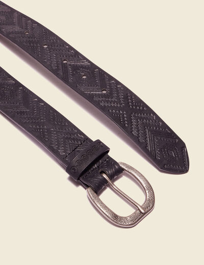 Ceinture embossée noir femme