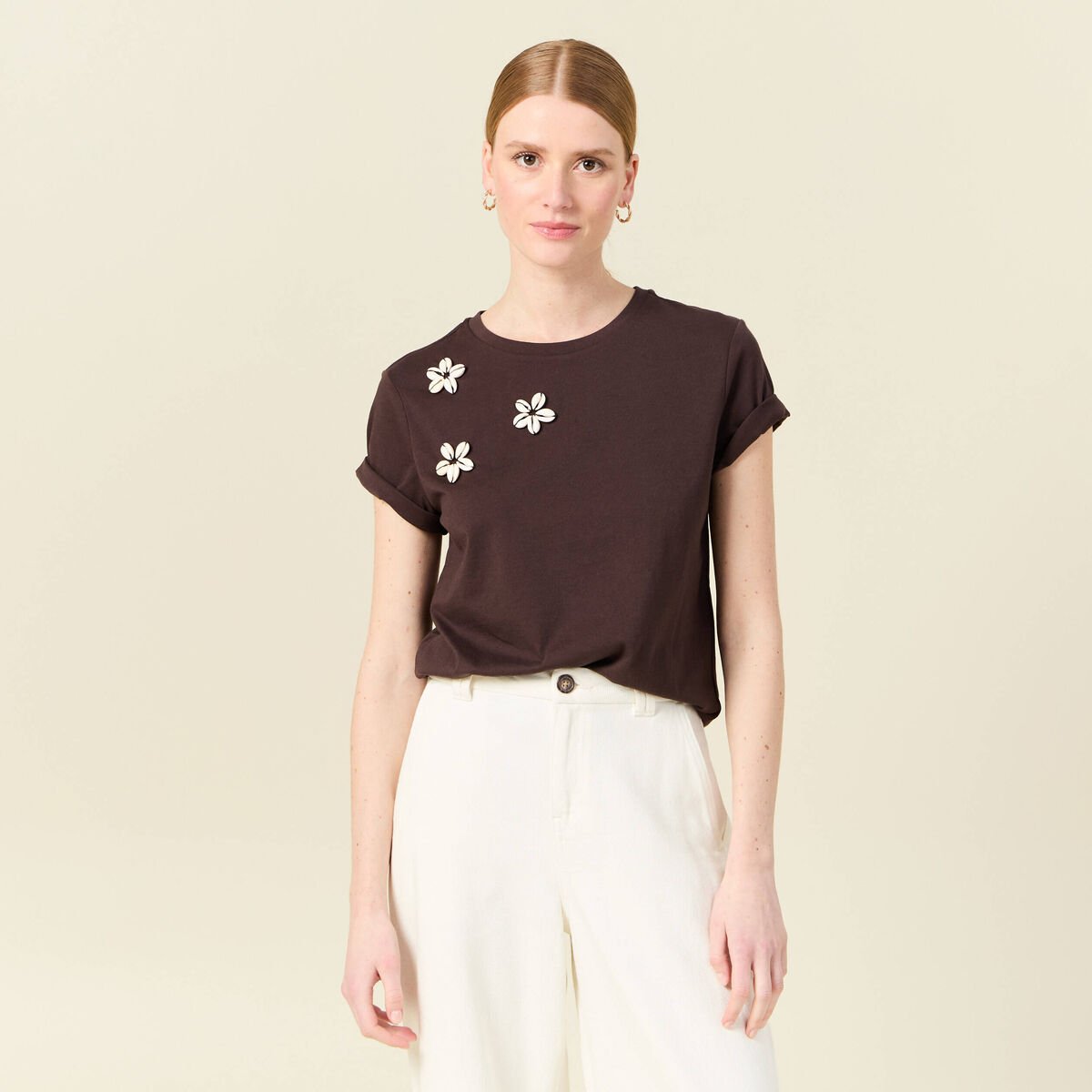 T-shirt éco-responsable marron femme
