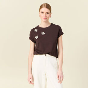 T-shirt éco-responsable marron femme