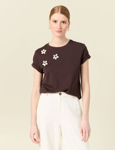 T-shirt éco-responsable marron femme