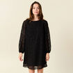 Robe droite manches longues noir femme