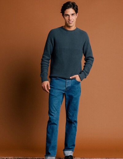 Pull manches longues fabriqué en France vert foncé homme