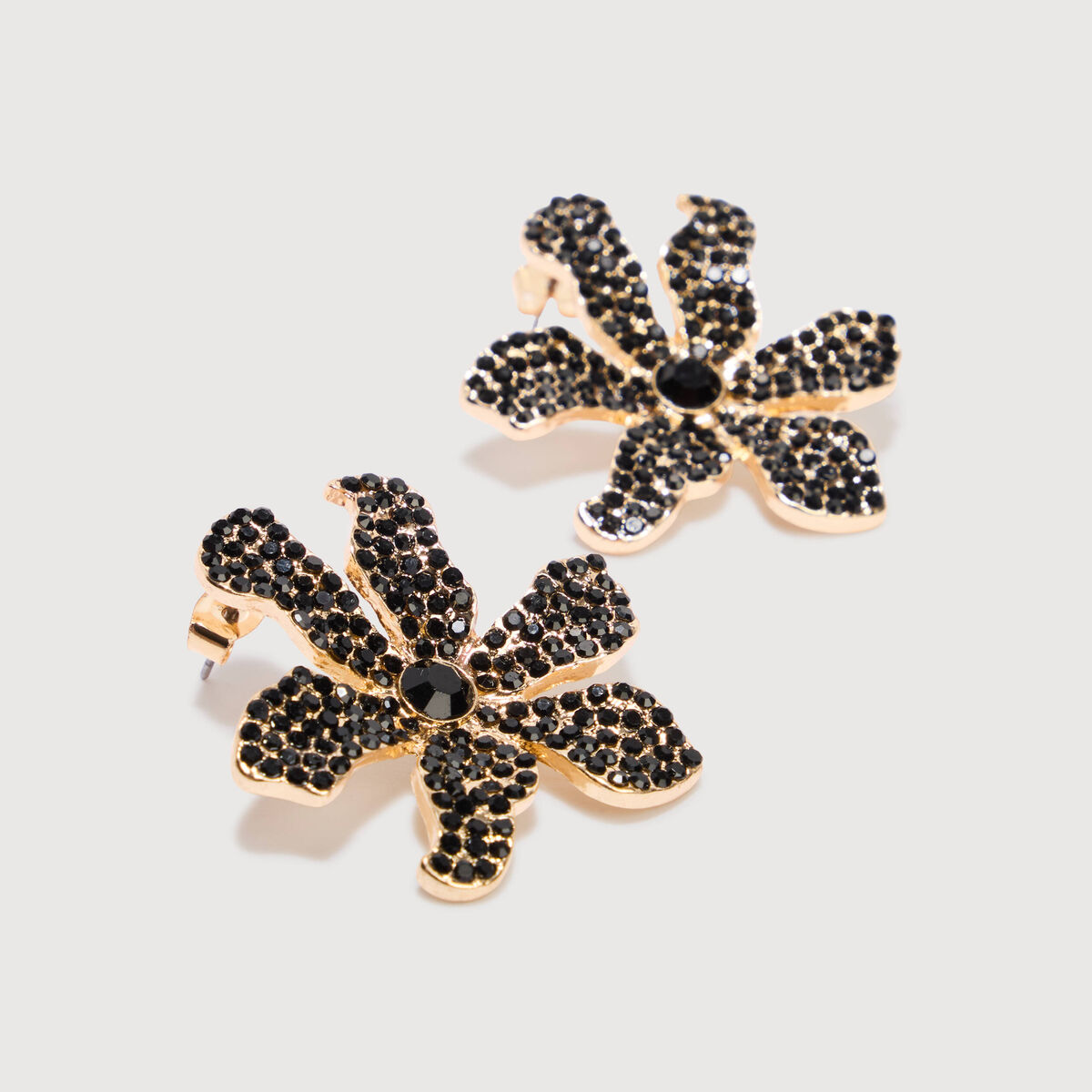 Boucles d'oreilles avec strass noir femme