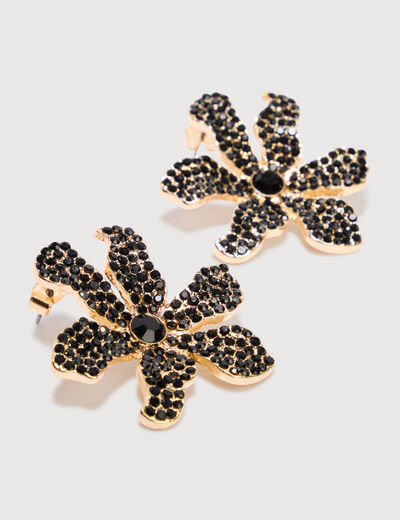Boucles d'oreilles avec strass noir femme