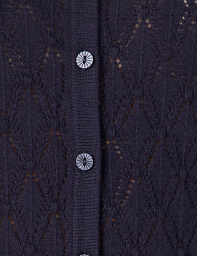 Gilet col en V boutonné bleu marine femme