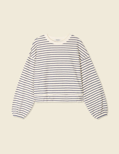 Sweat manches longues ecru femme