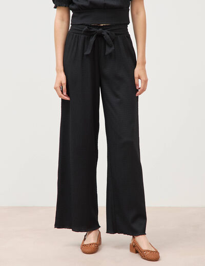 Pantalon loose avec ceinture noir femme