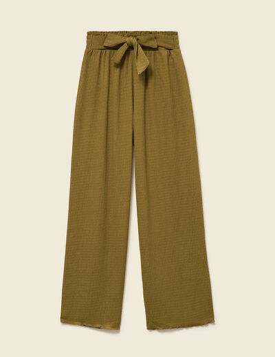 Pantalon loose avec ceinture vert kaki femme