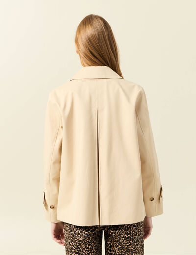 Trench court fluide beige femme