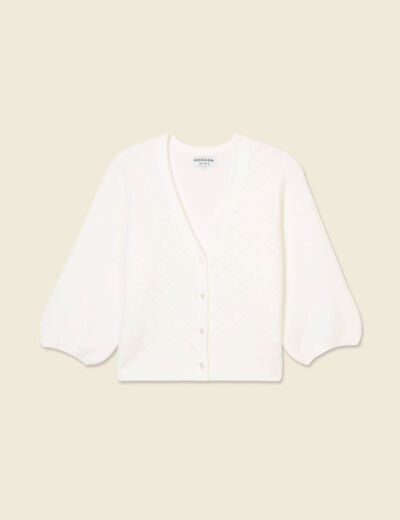 Gilet manches 3/4 blanc femme