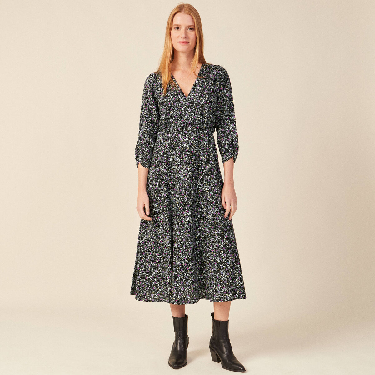 Robe longue éco-responsable noir femme