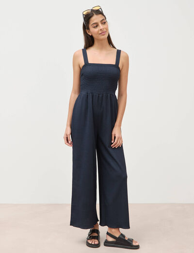 Combinaison salopette fines bretelles bleu marine femme