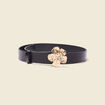 Ceinture en cuir boucle fleur noir femme