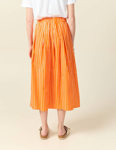 Jupe taille haute en coton orange femme