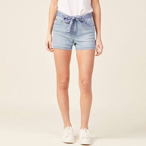 short droit eco responsable denim bleach femme Short droit éco-responsable denim bleach femme