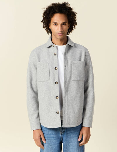 Surchemise boutonnée gris foncé homme