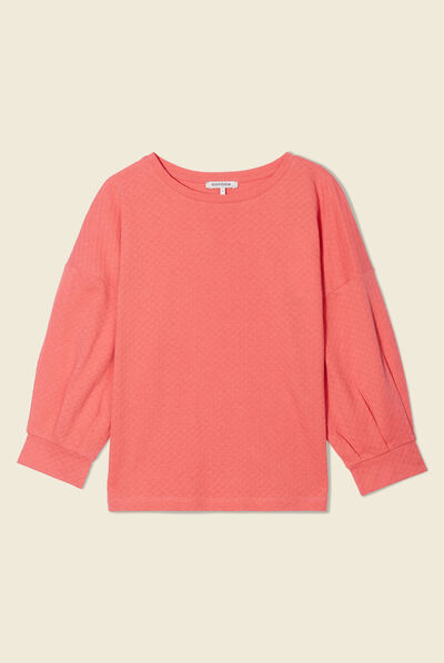 T-shirt manches 3/4 terracotta femme