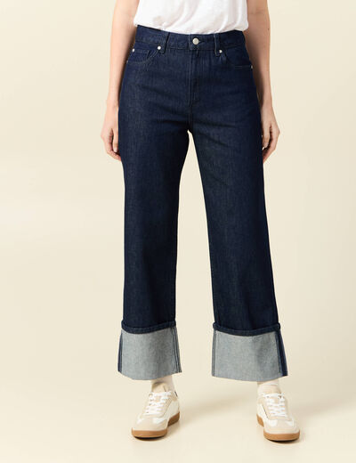 Jeans large 7/8ème denim brut rinse femme