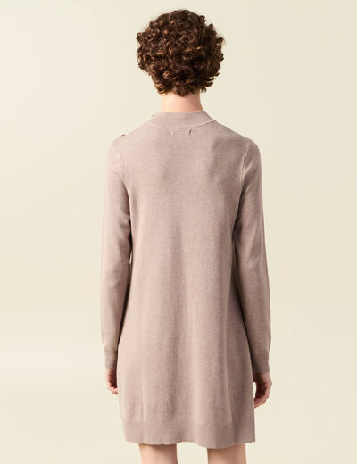 Robe pull droite col montant taupe femme