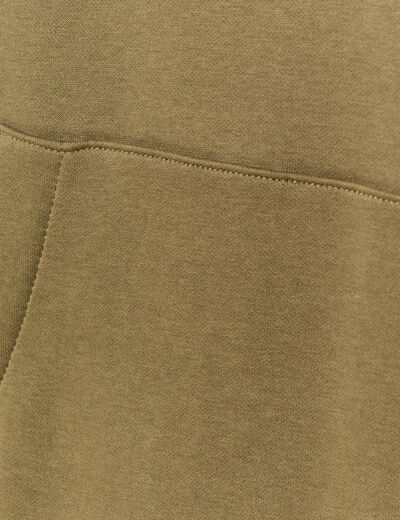 Sweat &agrave; capuche vert kaki homme
