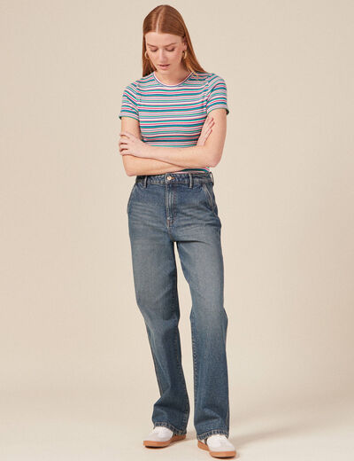 T-shirt manches courtes multicolore femme