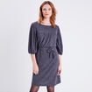 Robe droite ceintur&eacute;e gris fonc&eacute; femme