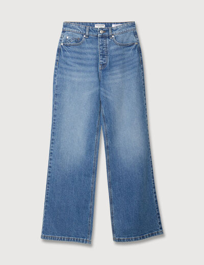 Jeans large taille haute denim stone femme