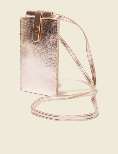 Pochette de téléphone couleur or femme