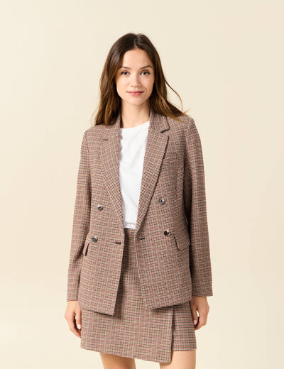 Veste blazer double boutonnage beige femme