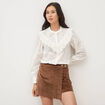 Chemise en coton avec dentelle ecru femme