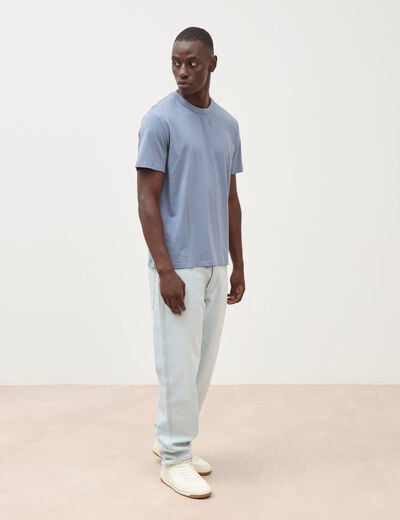 T-shirt en coton manches courtes bleu gris homme