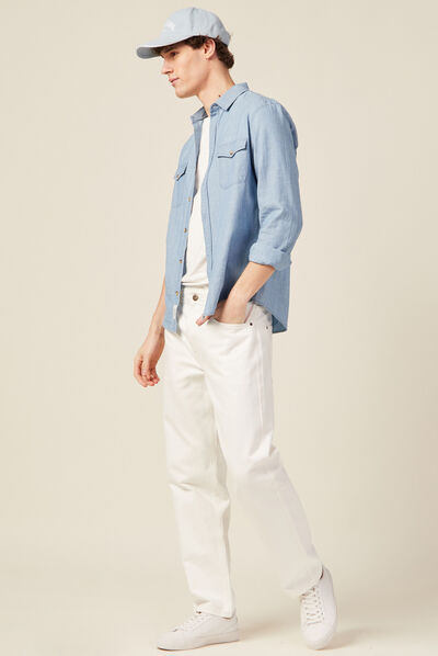 Jeans relaxed 5 poches denim blanc homme