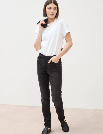 Jeans slim taille haute denim noir femme