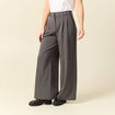 Pantalon large taille haute fluide gris femme