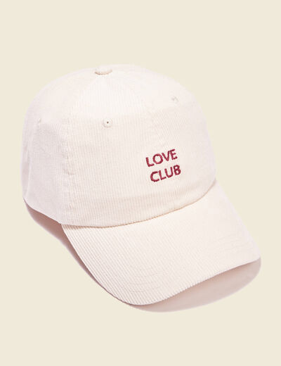 Casquette velours côtelé beige femme