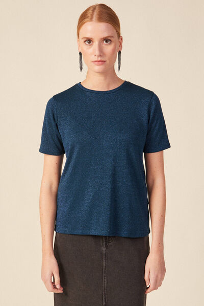 T-shirt manches courtes bleu canard femme