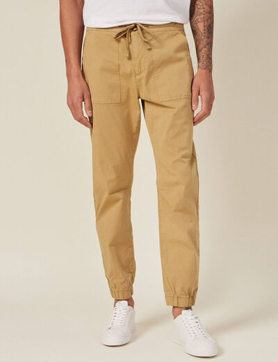 Jogger droit bas resserré vert olive homme