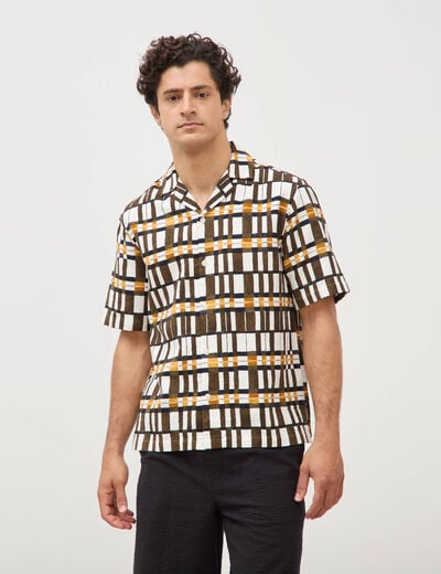 Chemise manches courtes col tailleur blanc homme