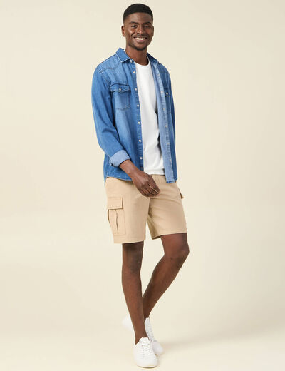 Bermuda cargo à coulisse beige homme
