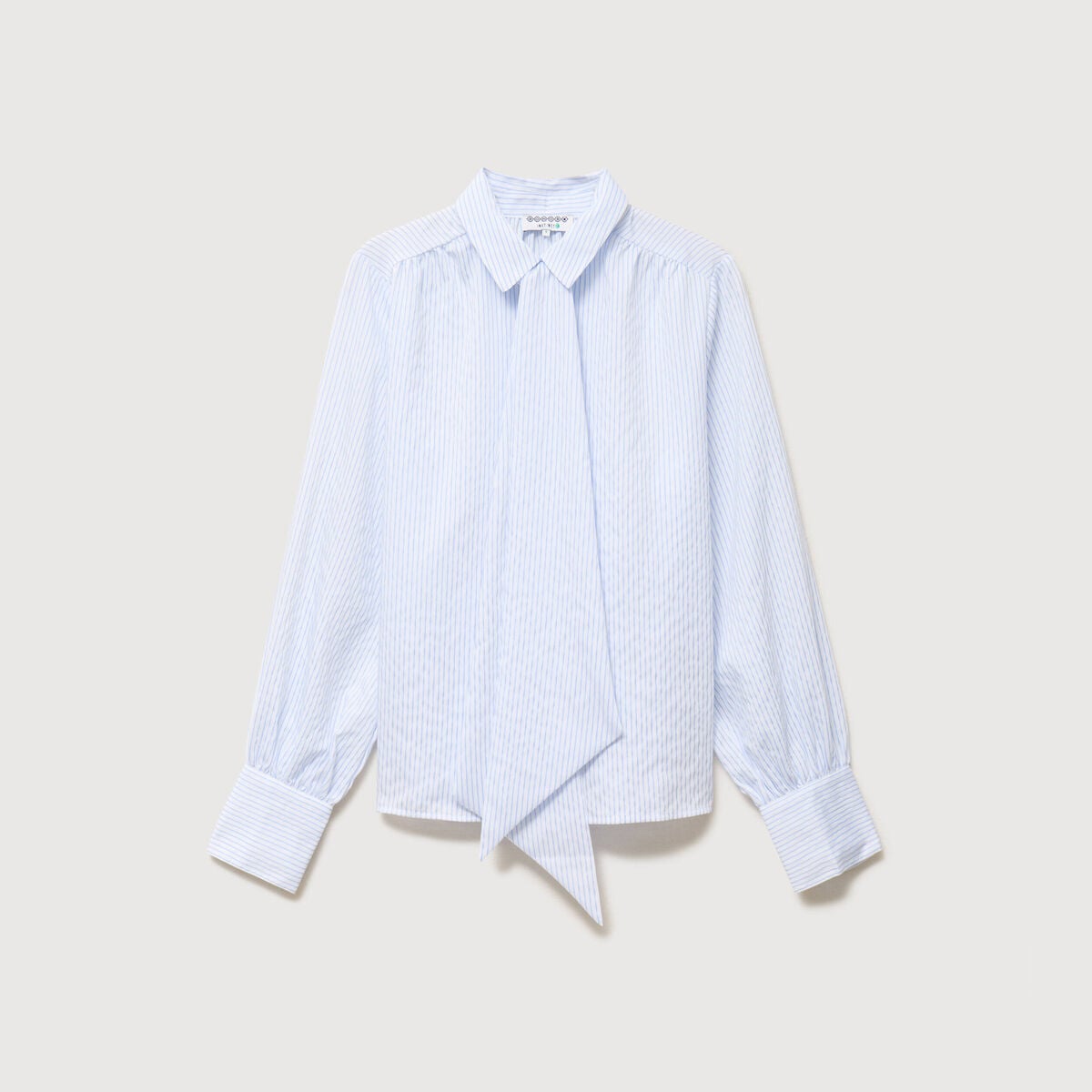 Chemise manches longues col am&eacute;ricain bleu ciel femme