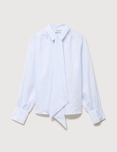 Chemise manches longues col am&eacute;ricain bleu ciel femme