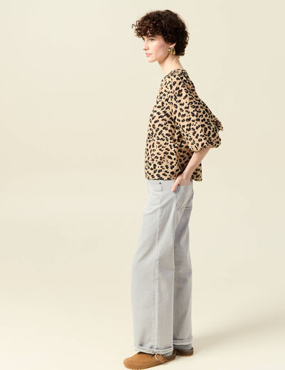 Blouse manches courtes marron clair femme